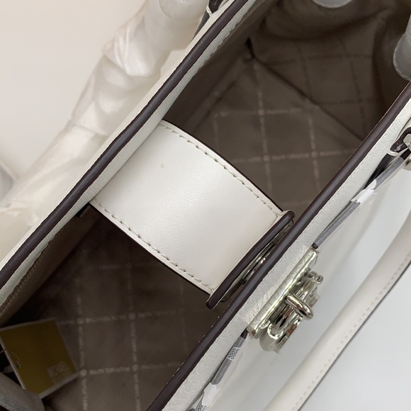 Michael Kors Hamilton Medium Leather Satchel Optic White NWT - Picture 10 of 16